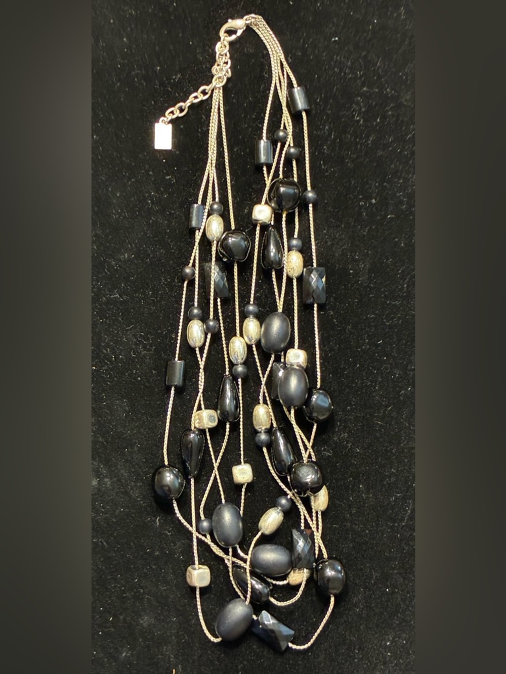 Vintage Ann Klein EUC Multi-Strand Black/ Silver tone earrings & unbra. Earrings - Picture 6 of 15